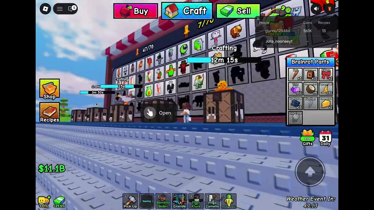 Playing craft brainrots sorry I had not much storage so I didn’t say bye:! :)🌸
