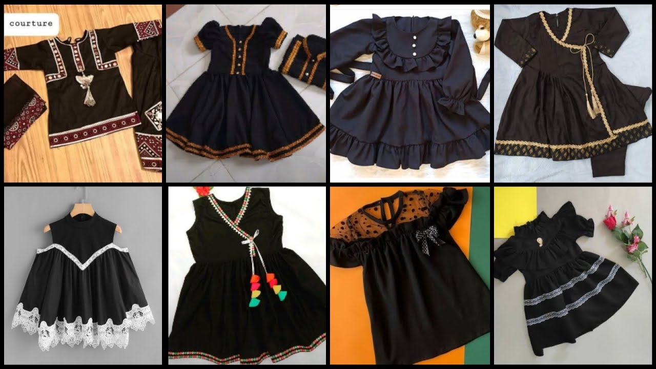 Black dress with contrast lace /black lawn frock design/plain frock design with pintex and buttons