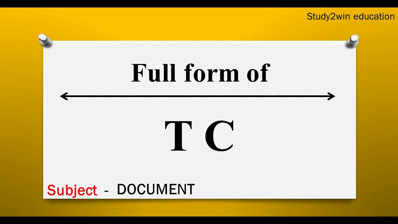 TC ka full form | Full form of in English  | Subject - DOCUMENT
