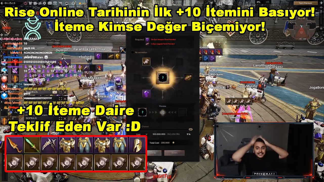PoineMaia - Rise Online Tarihinin İlk +10 İtemini Basıyor! İteme Kimse Değer Biçemiyor! Rise Online