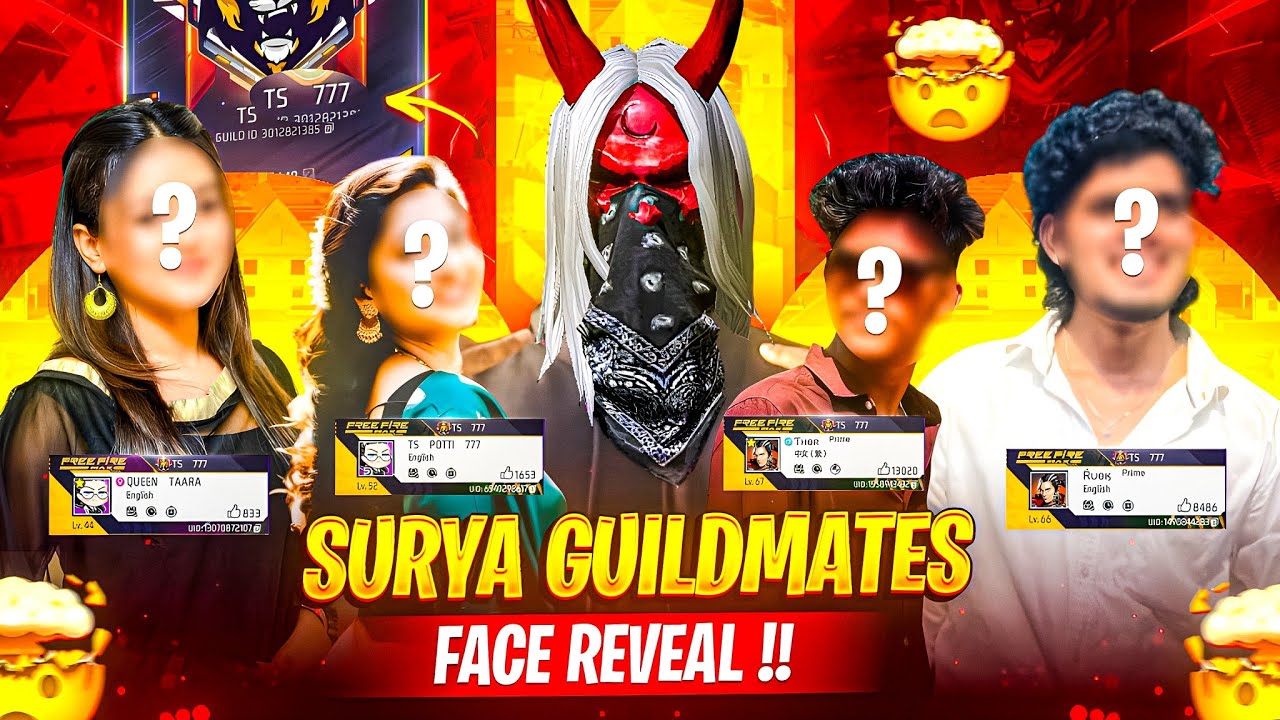 Surya Guildmates Face Reveal 😱 | Free Fire Guild Members Real Faces