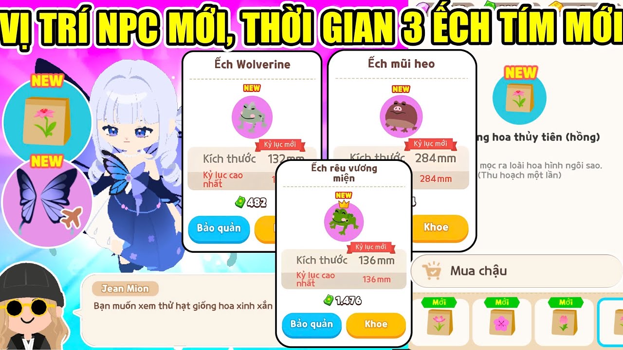 FULL VỊ TRÍ NPC BÁN HOA MÀU HỒNG, THỜI GIAN VỊ TRÍ ẾCH TÍM MỚI BẮT FULL TẤT CẢ | Play Together 