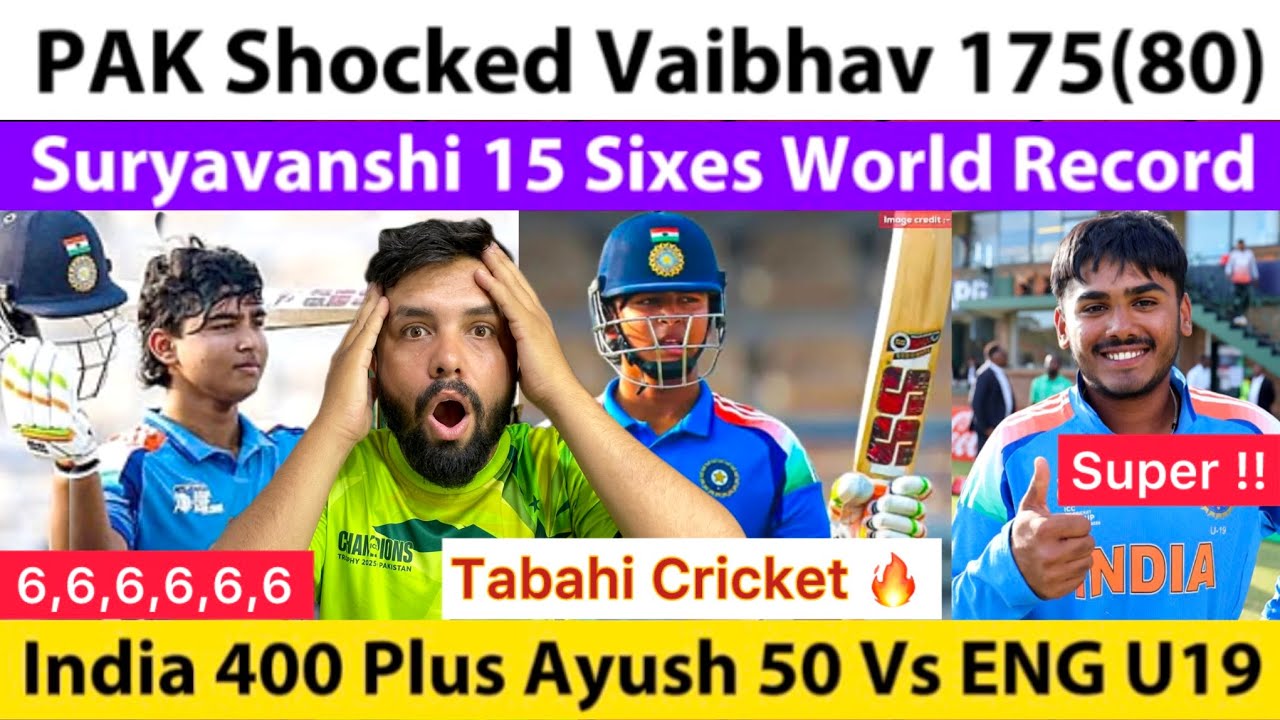 Suryavanshi 15 Sixes 175(80) World Record In U19 Final | India Over 400 Ayush 53 Vs ENG U19 Final