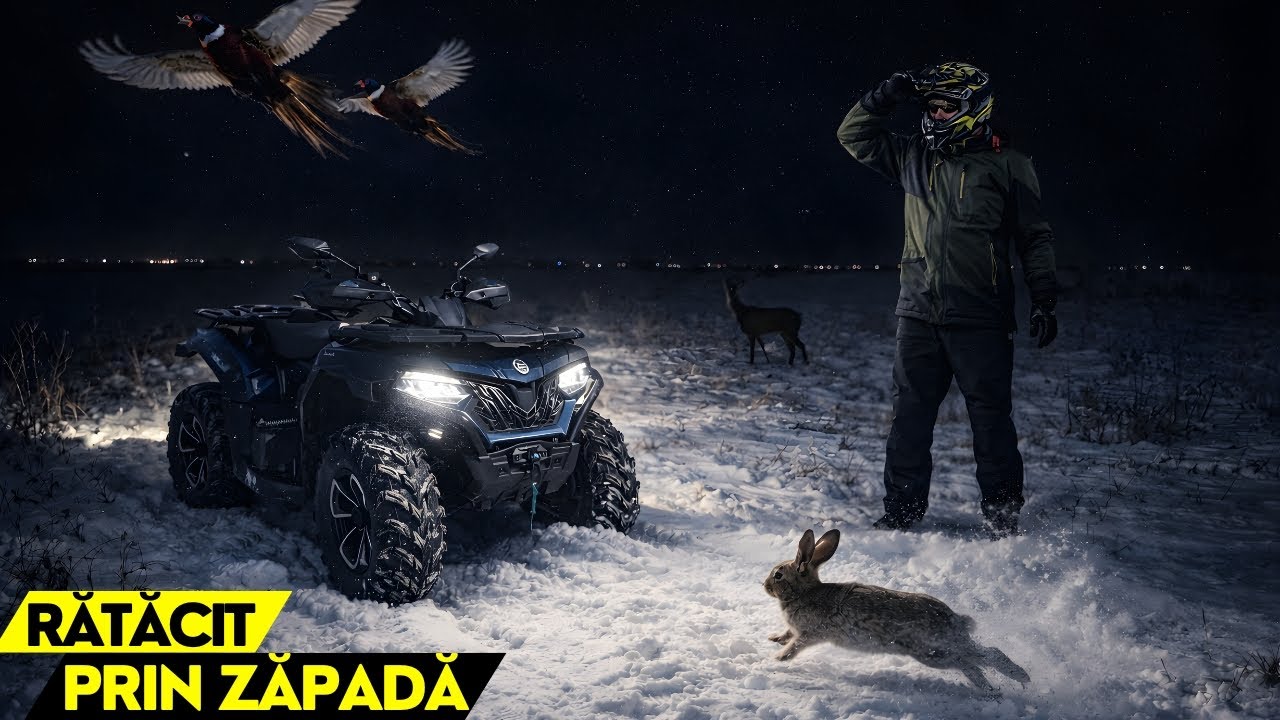 😱 ATV noaptea, c&acirc;mp &icirc;nghețat, drum pierdut și animale sălbatice!!🥶