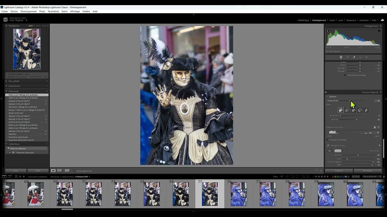 Lightroom flou de l'objectif