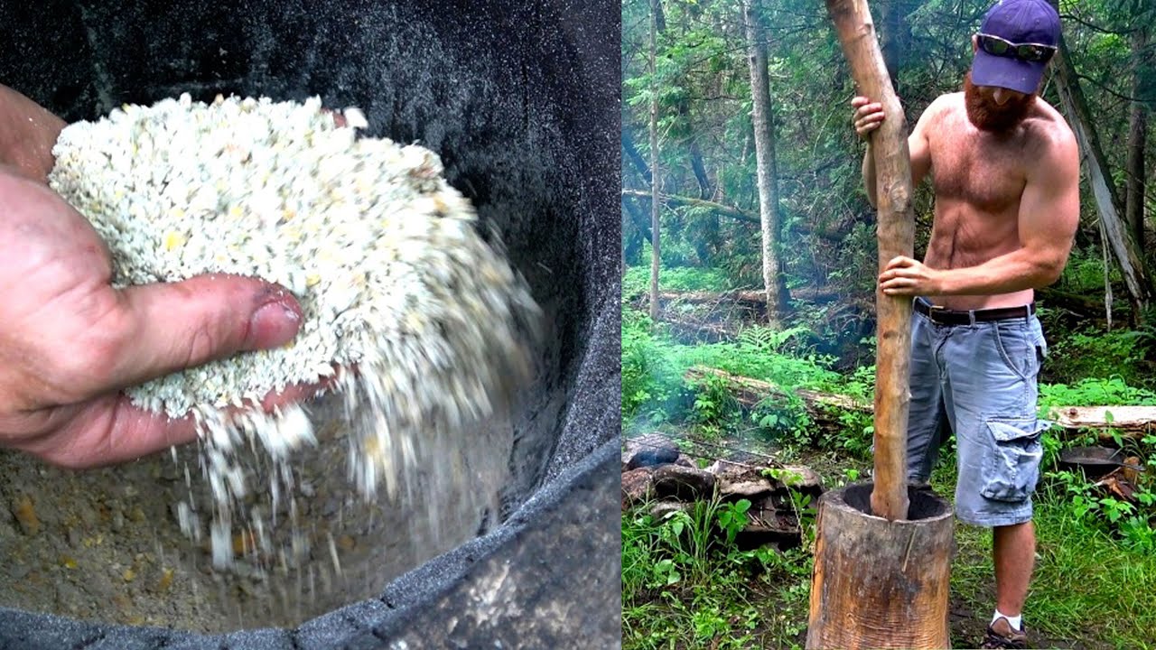 Primitive Technology Corn Crusher Machine | Building a Mortar and Pestle