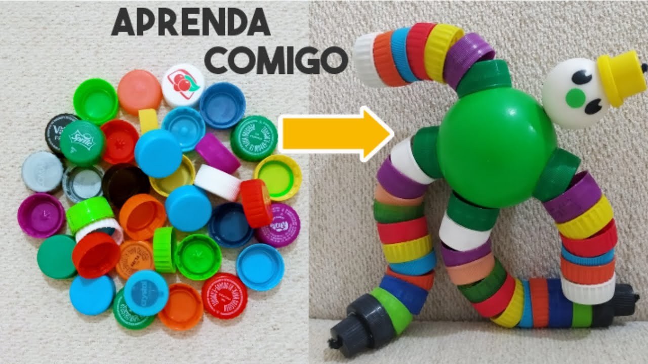 PASSO A PASSO- como fazer  Boneco com Tampinha de Garrafa Pet .