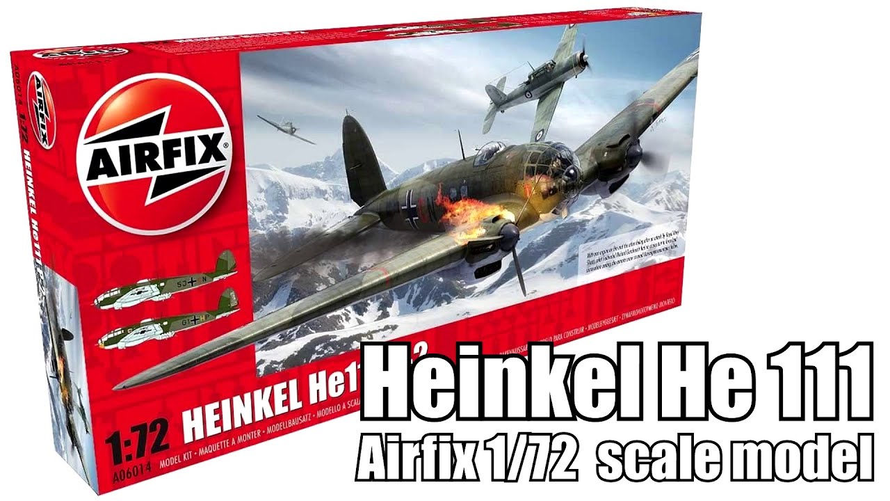 Airfix 1/72 Heinkel He 111 aircraft with an engine on fire