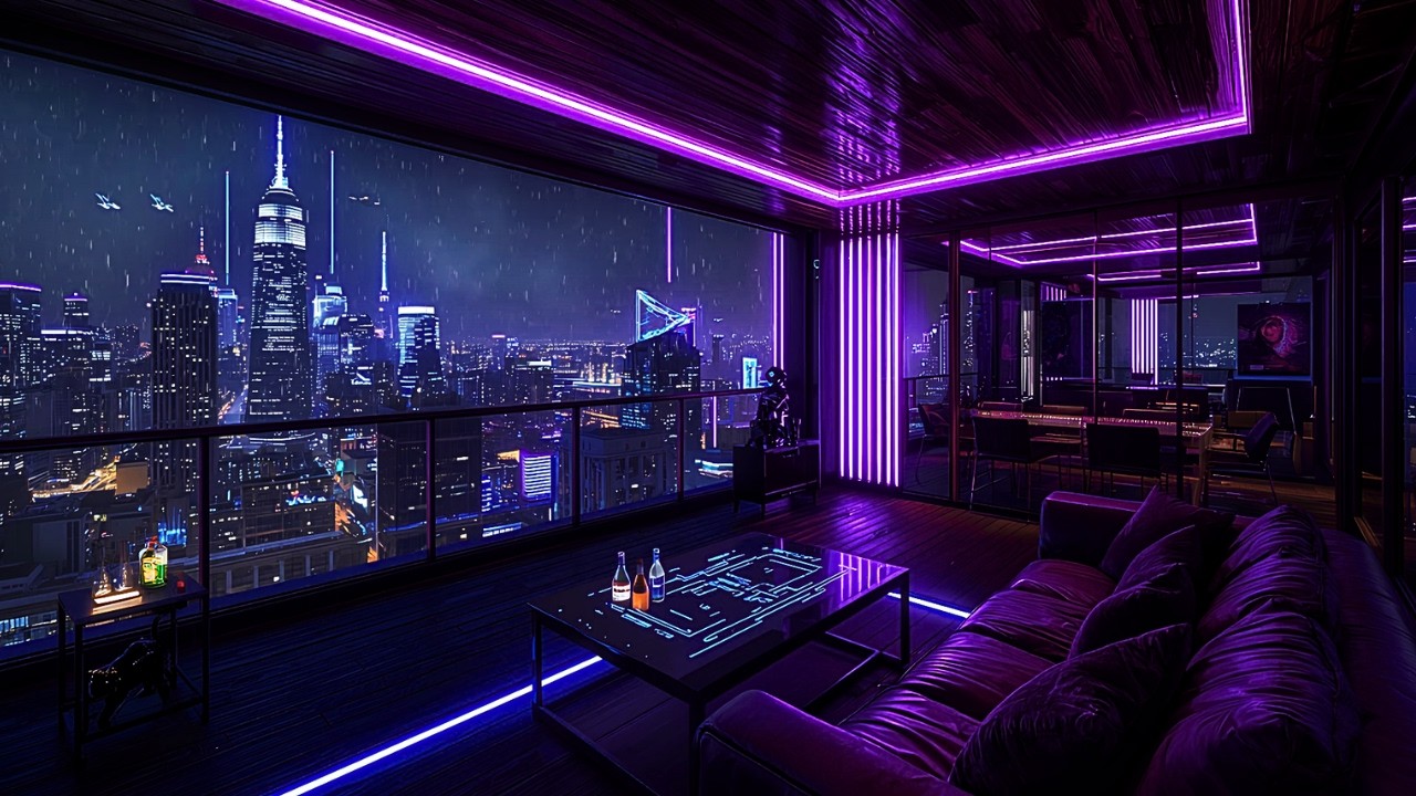 Rainy Neon Balcony 🌙 3 Hour Lofi Rain Mix for Focus & Productivity