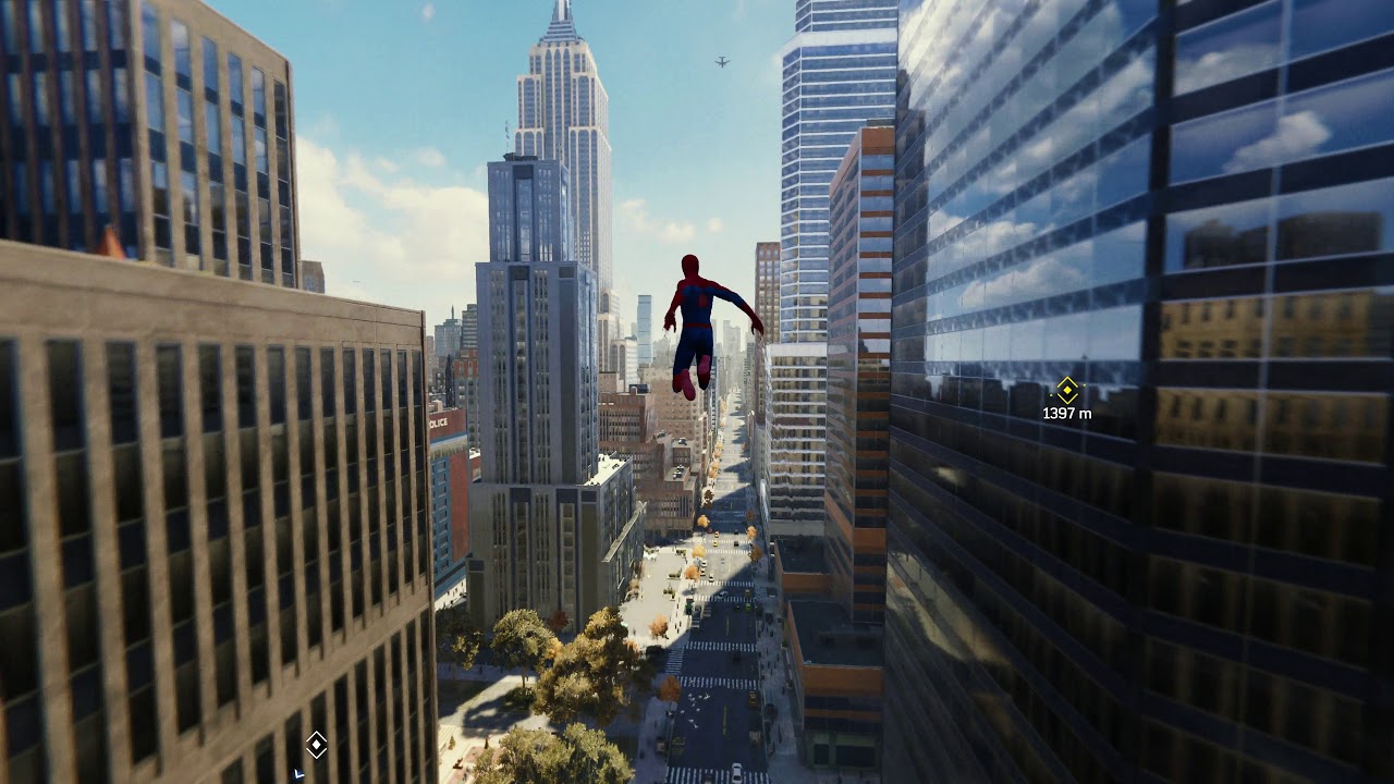 Spiderman PS4 Pro - podr&oacute;ż po mieście, test płynności