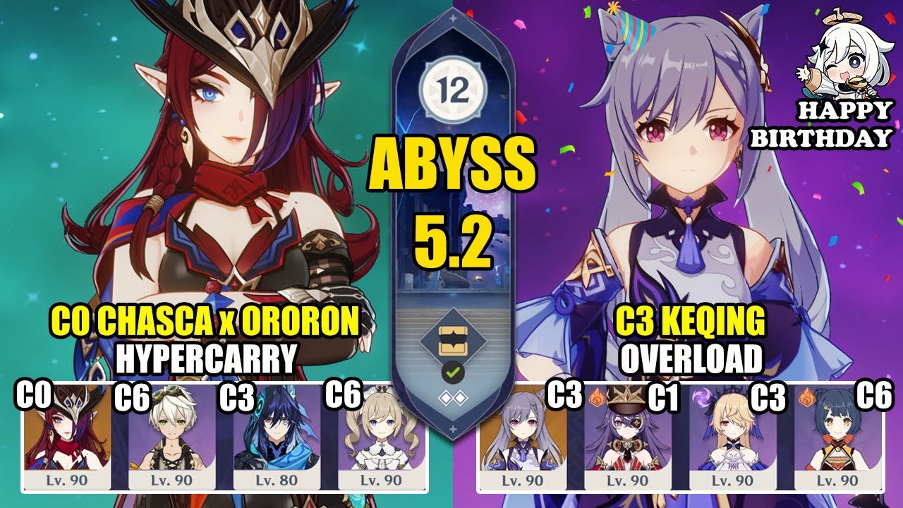 C0 Chasca Ororon Hypercarry & C3 Keqing Overload | Spiral Abyss 5.2 | Genshin Impact 【原神】