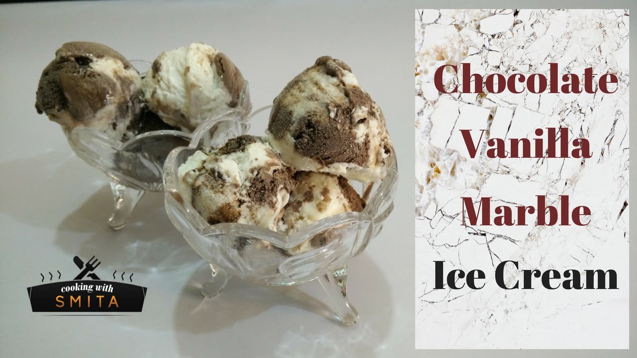 Chocolate Vanilla Marble Ice Cream Recipe | चॉकलेट वनीला मार्बल आइसक्रीम । Easy Homemade Ice Cream
