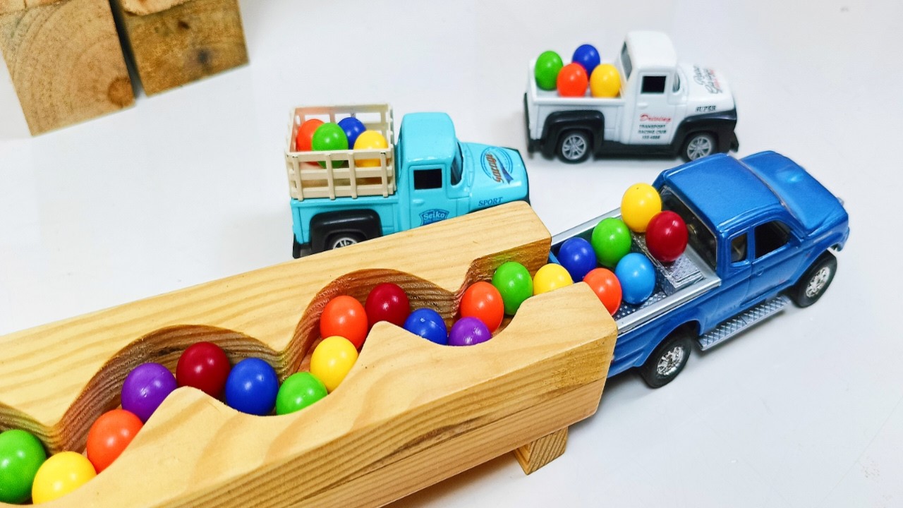 Marble Run ASMR Race ☆ HABA Slope & Dump Truck Excavator Ambulance Forklift Garbage Truck Tractors