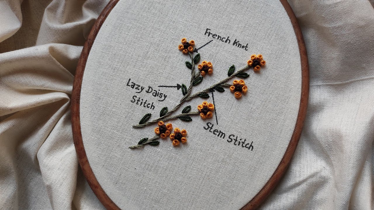 basic embroidery stitches || floral embroidery tutorial || embroidery for beginners - Let's Explore