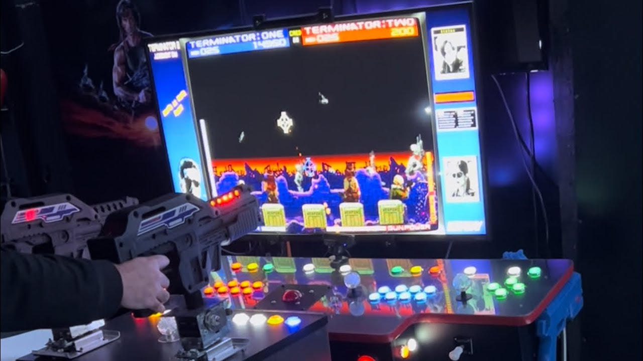 Stationary Alien Extermination Guns Playing Terminator 2 (T2), Operation Wolf, on Mame & TeknoParrot