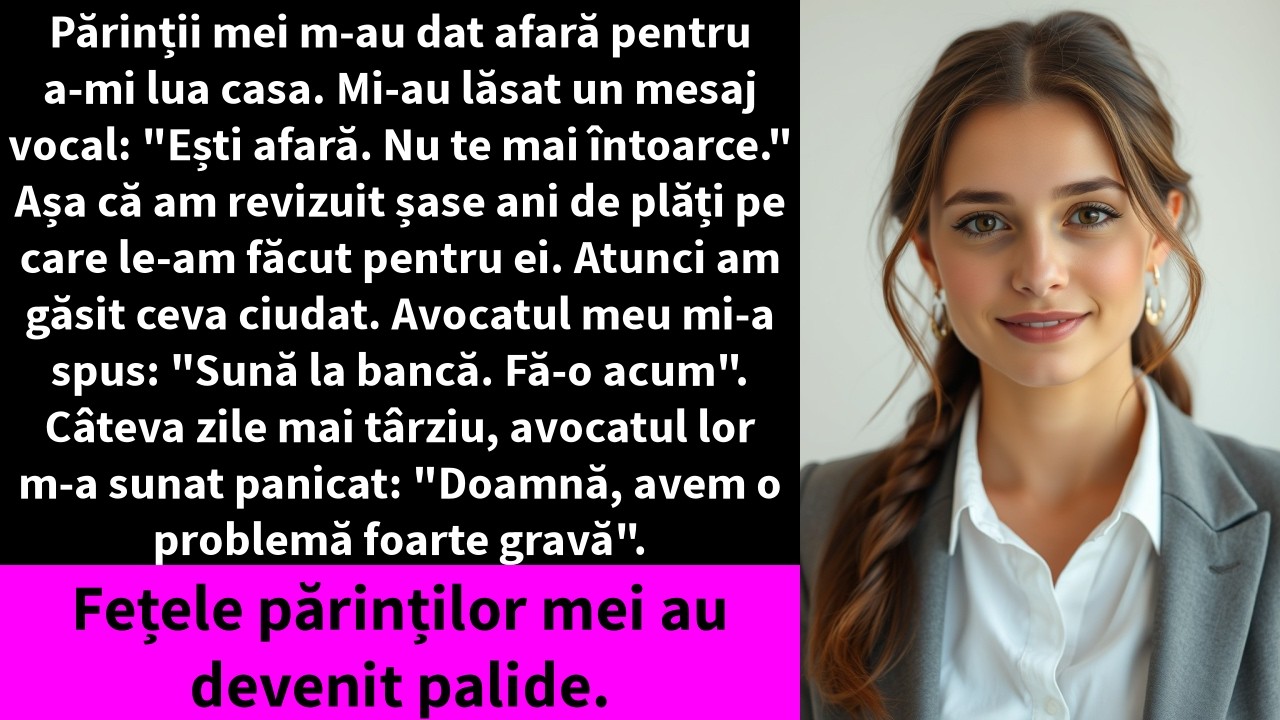 Părinții mei m-au dat afară pentru a-mi lua casa. Mi-au lăsat un mesaj vocal: 