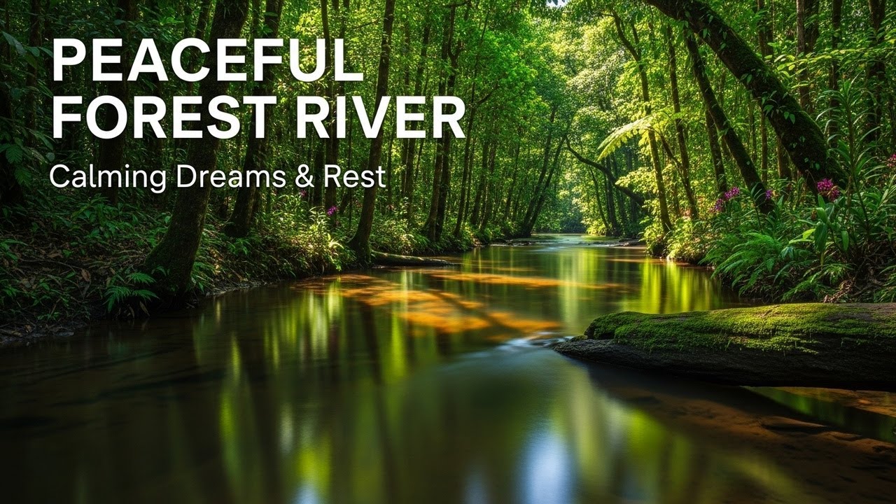 Tranquil Forest Ambience with Green Stream Flow for Study Sleep Relaxation Meditation and Inner Calm