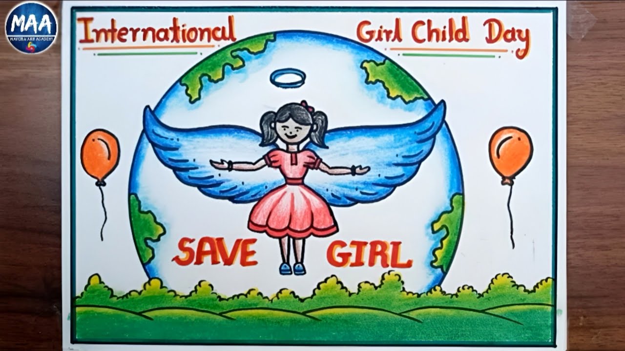 International Girl Child Day Drawing | Save Girl Child Poster Drawing | બેટી બચાવો અભિયાન ચિત્ર