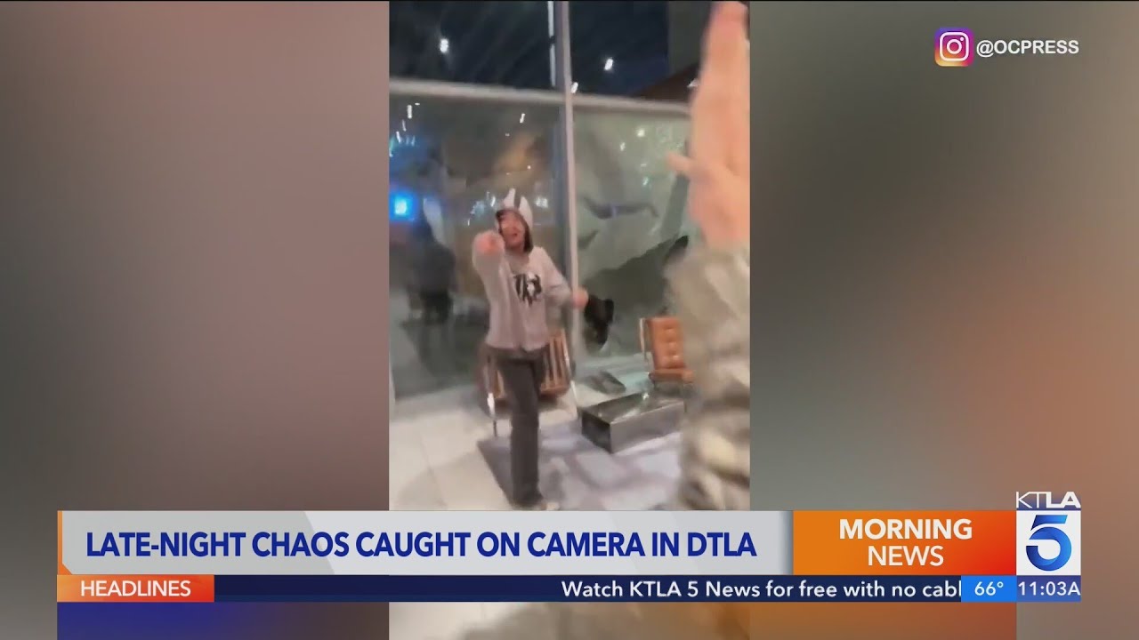 VIDEO: Group from street takeover storms DTLA apartment building lobby, fights staff
