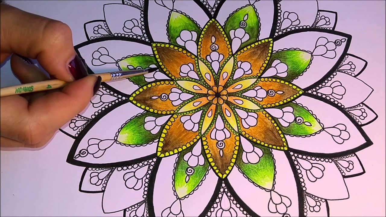 How to draw mandala WATERCOLOUR PENCILS (1) - Jak narysować mandalę KREDKAMI AKWARELOWYMI (1)