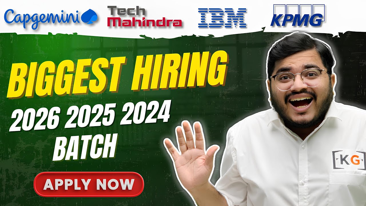🚨IBM, Capgemini, KPMG, Tech Mahindra Hiring BE, BTech, MTech, BCA, BSc, MCA | 2026, 2025, 2024 Batch