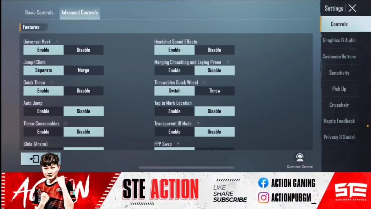 NEW 2.3🔥 STE ACTION GAMING SENSITIVITY/ STE ACTION GAMING CONTROL CODE BGMI/ PUBG STAR RAJ BGMI