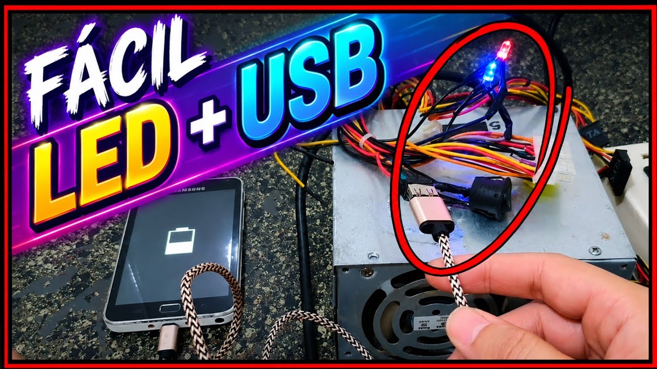 COMO COLOCAR LEDS E USB NA FONTE ATX DE COMPUTADOR PASSO A PASSO FÁCIL CARREGAR CELULAR