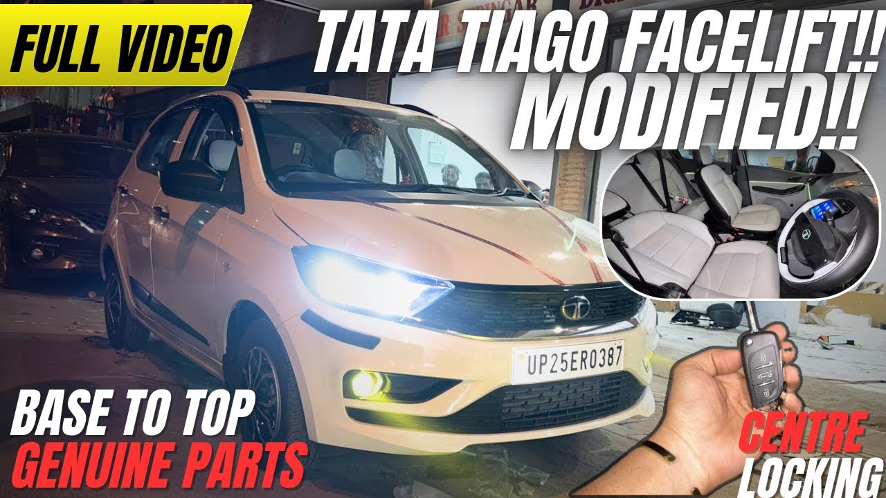 TATA TIAGO FACELIFT MODIFIED WITH PRICE🔥POWER WINDOW🔥Tata Genuine Parts🔥Centre Locking