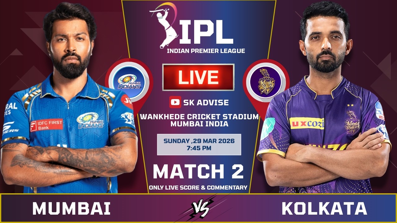 KKR VS MI MATCH LIVE SCORE & COMMENTARY | IPL 2026 LIVE COMMENTARY | MUMBAI VS KOLKATA MATCH