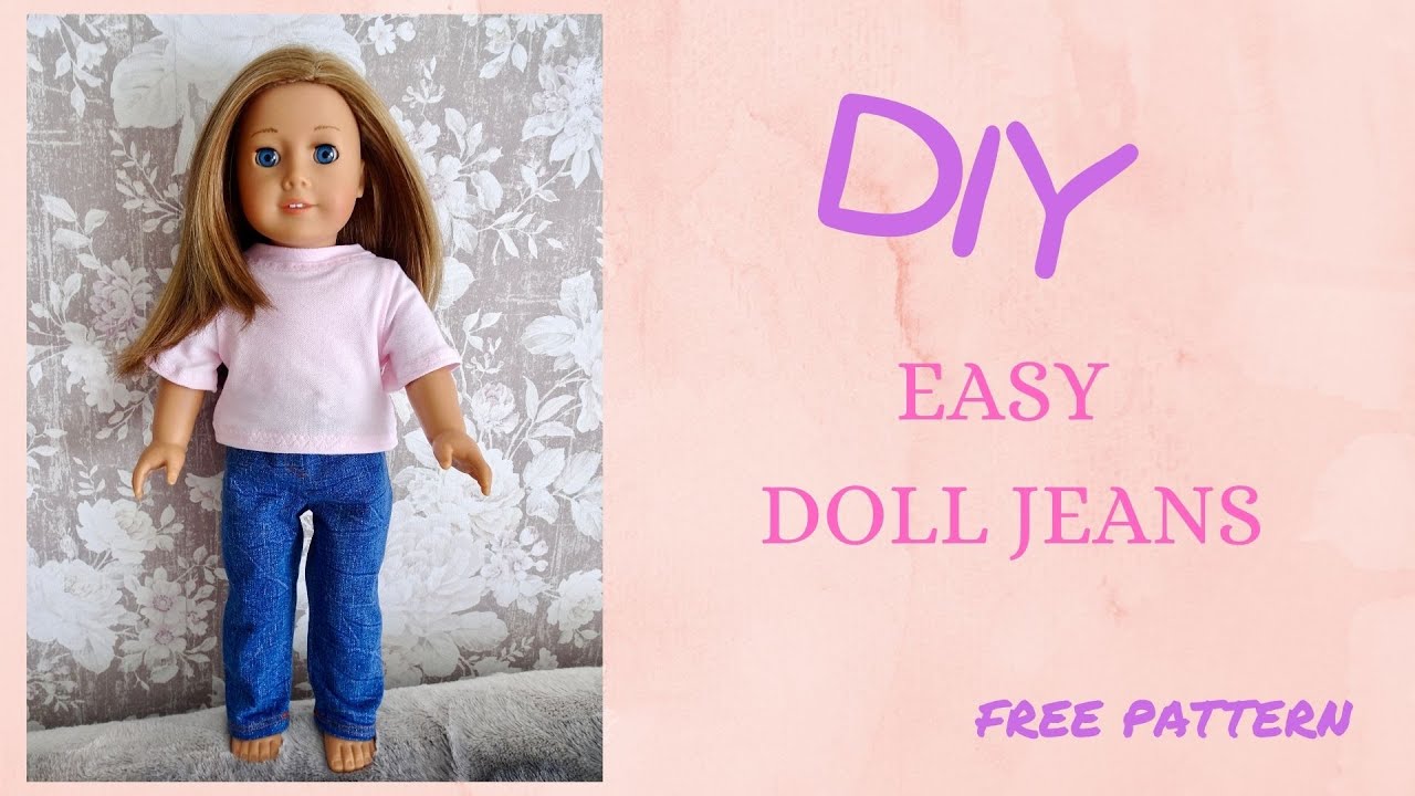 DIY: How to sew easy doll jeans//American Girl Doll jeans//18 inch doll jeans