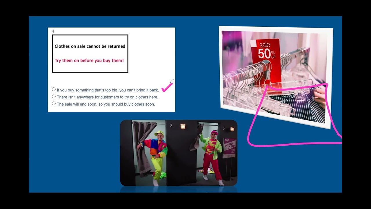 KET, A2 Key, Cambridge exam, Reading and Writing sample questions 4 and 5