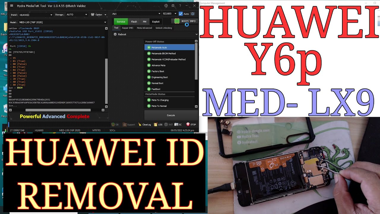 Huawei Y6p Med-Lx9 Huawei ID Removal via Hydra Tool | Unlock the device to continue problem