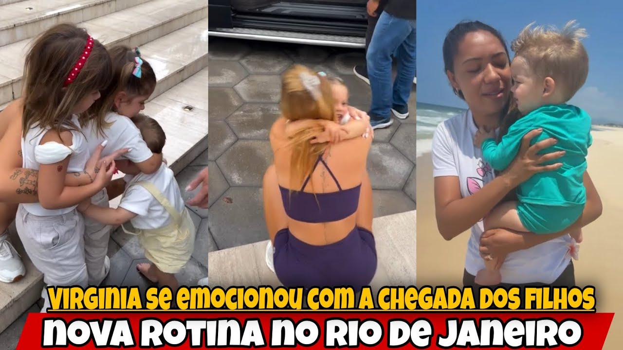 Virginia se emocionou com a chegada dos filhos no Rio de janeiro 