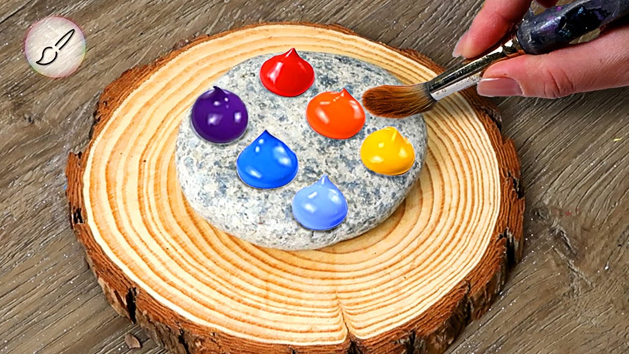 BEST CREATIVE PAITING IDEAS on Stone & Wood |  EASY ASMR ART