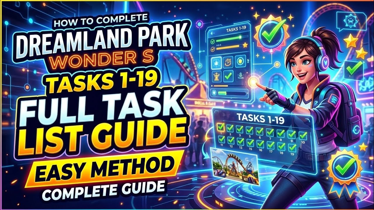How to Complete Dreamland Park Wonder S Tasks 1-19 | Full Task List Guide with Easy Method part 7