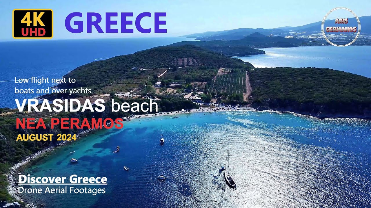 Discover Greece | Nea Peramos - Vrasidas beach from above by Drone