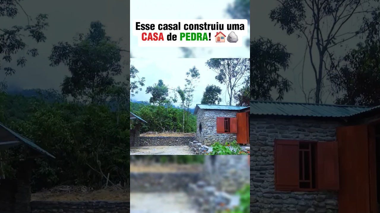 Esse casal construiu uma CASA de PEDRA! 🏠🪨 #natureza #construcao #feitoamao