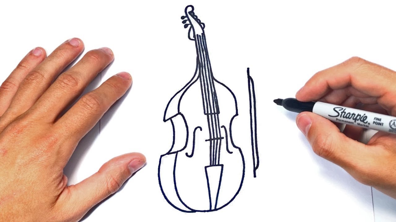 Cómo dibujar un Contrabajo Paso a Paso | Dibujo de Contrabajo