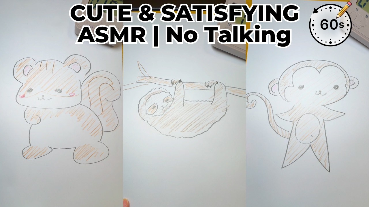 4 Cute Animals in 4 Minutes! ⏱️ Relaxing Drawing Challenge ASM