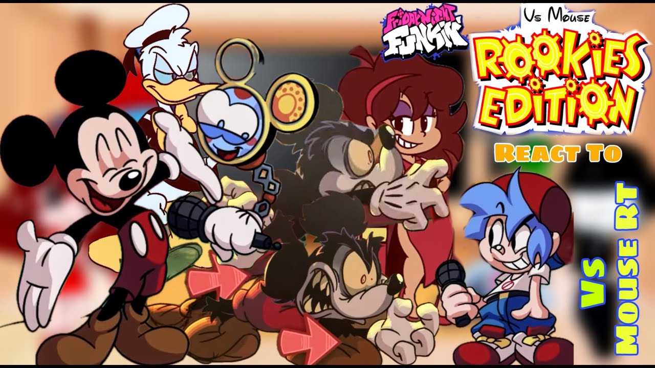 Mickey Mouse Rookies Edition And Fnf Reacting To It || Disk 1 Demo (BF/GF at Clubhouse)