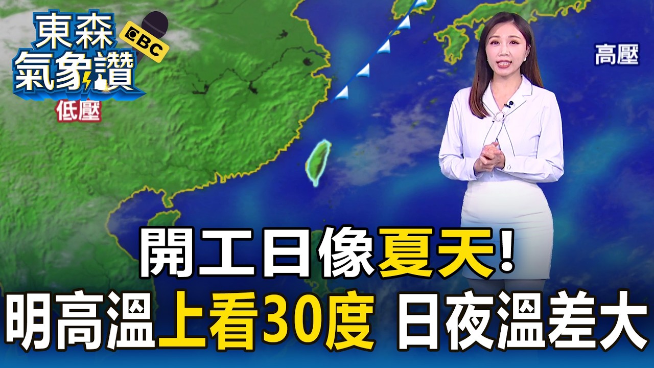 開工日像夏天！ 明高溫上看30度 日夜溫差大【東森氣象讚】