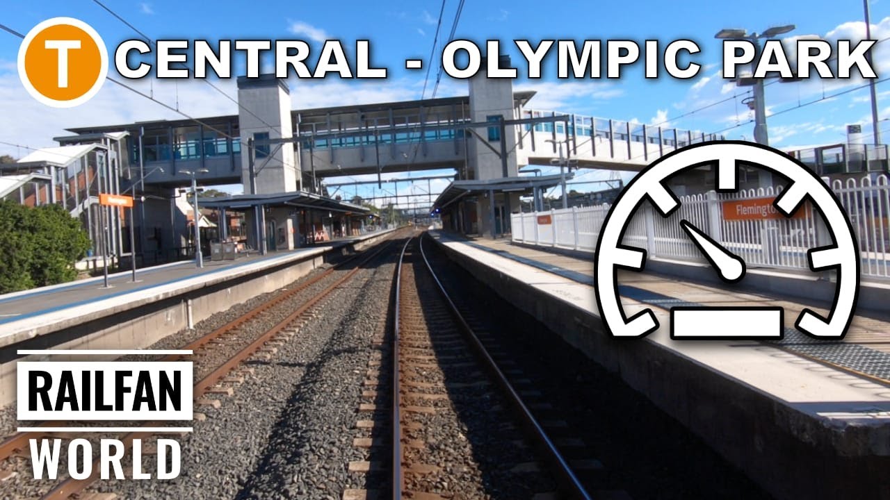 Cab ride with speedometer | Central to Olympic Park non-stop return | Sydney trains network | 4K