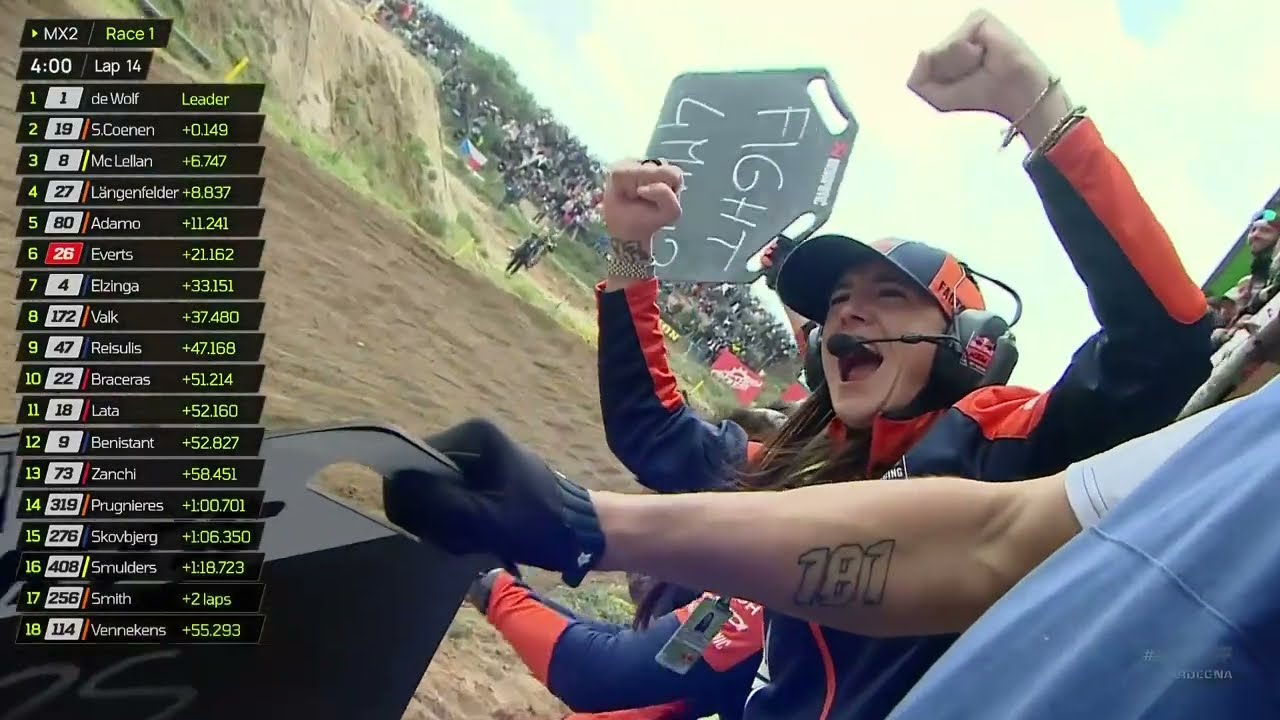 Kay de Wolf vs Sacha Coenen for the lead of MX2 Race 1 #MXGPSardegna