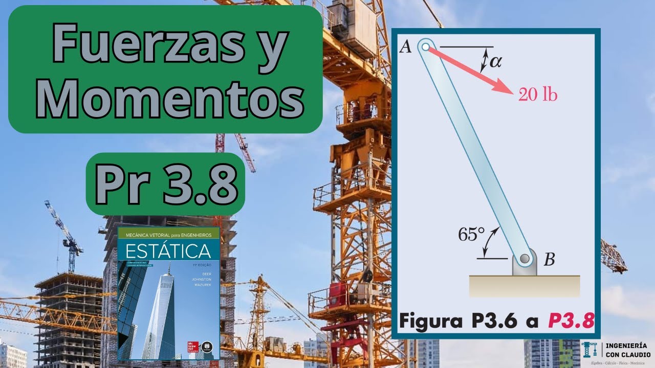Estática - Sistemas Equivalentes de Fuerzas - Problema 3.8 Beer and Johnston - Mecánica Vectorial