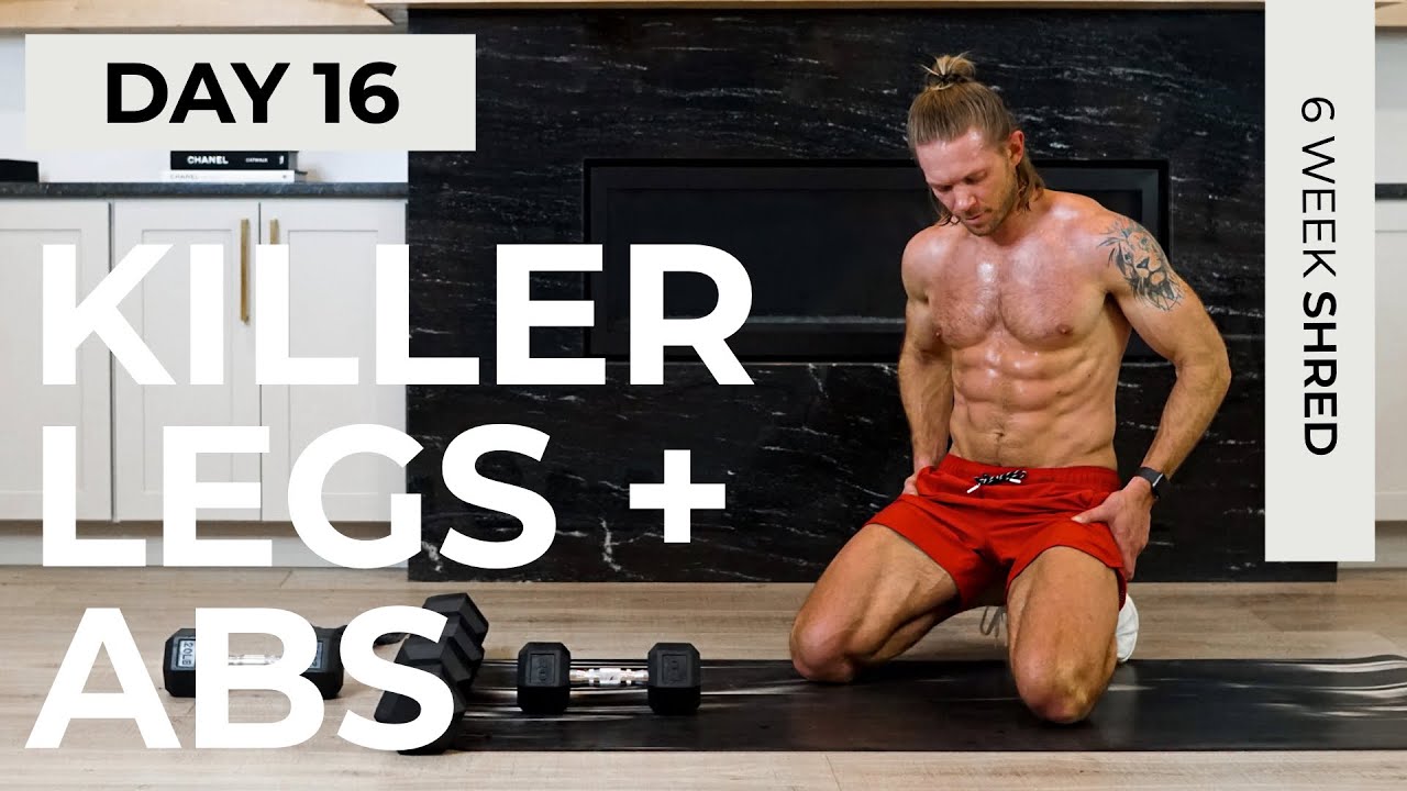 Day 16: 40 Min KILLER LEG WORKOUT at Home + Abs with Weights // 6WS1