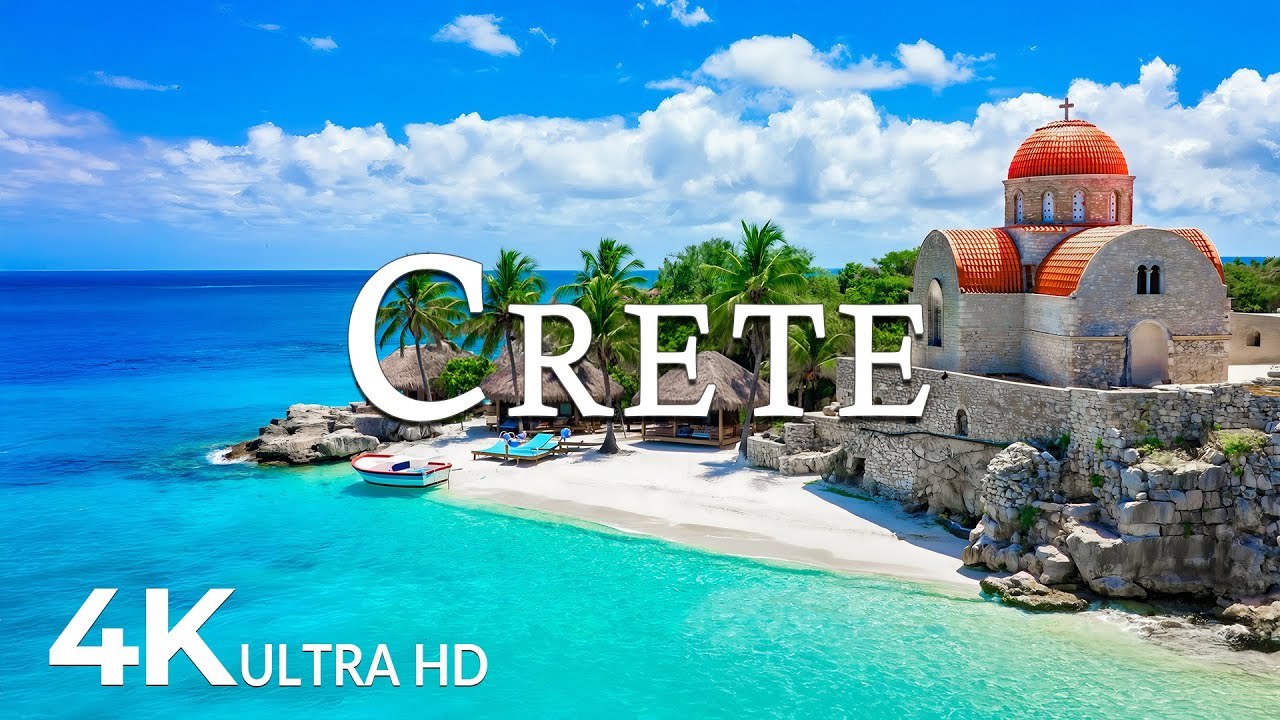 FLYING OVER CRETE (4K UHD) &ndash; Soothing Music Along With Beautiful Nature Video - 4K Video ULTRA HD