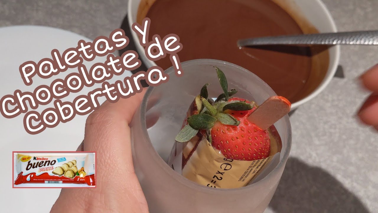 Como hacer chocolate de cobertura para chocobanas. paletas  con fresa  para vender postres fr&iacute;os