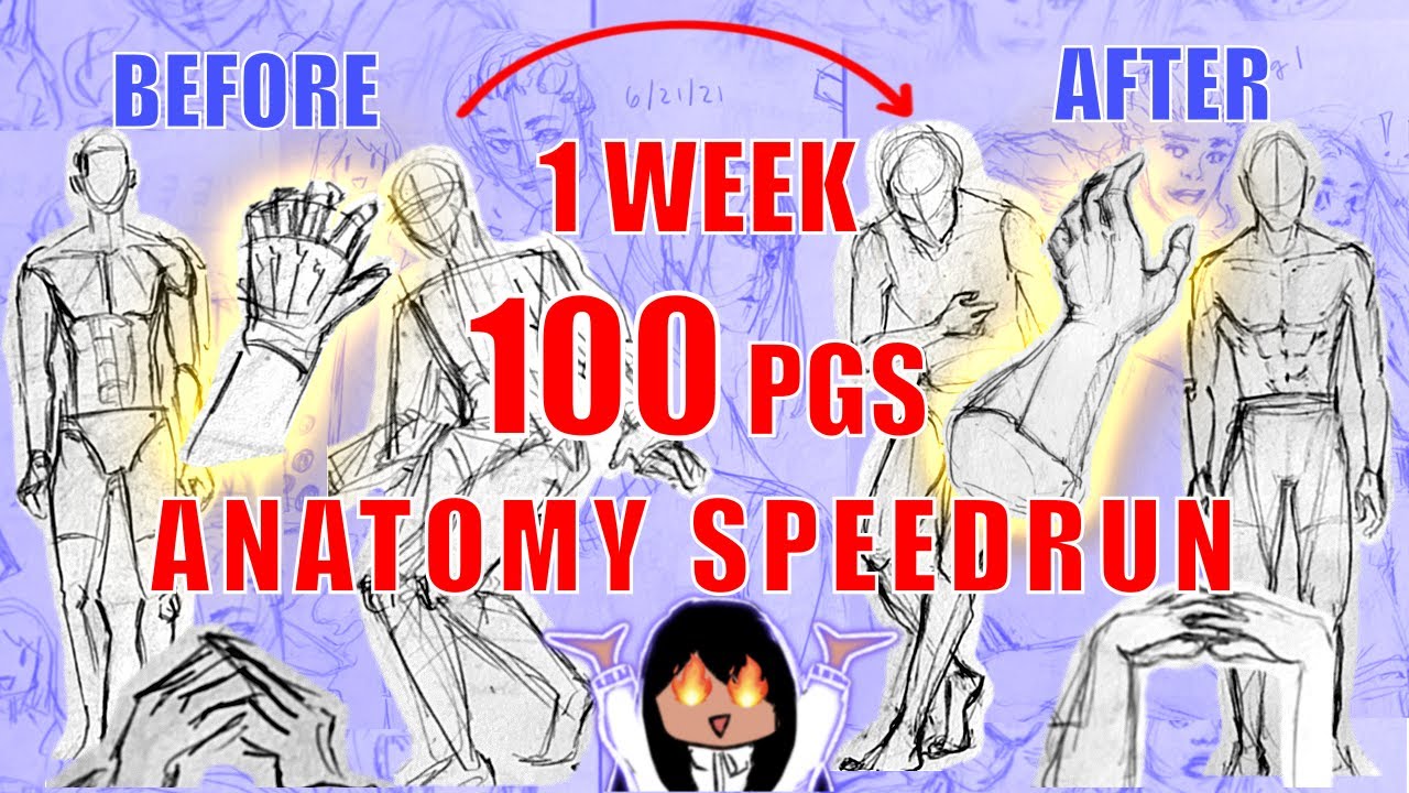 FINISHING 100 pgs SKETCHBOOK IN 1 WEEK 💪How to Speedrun Anatomy💪