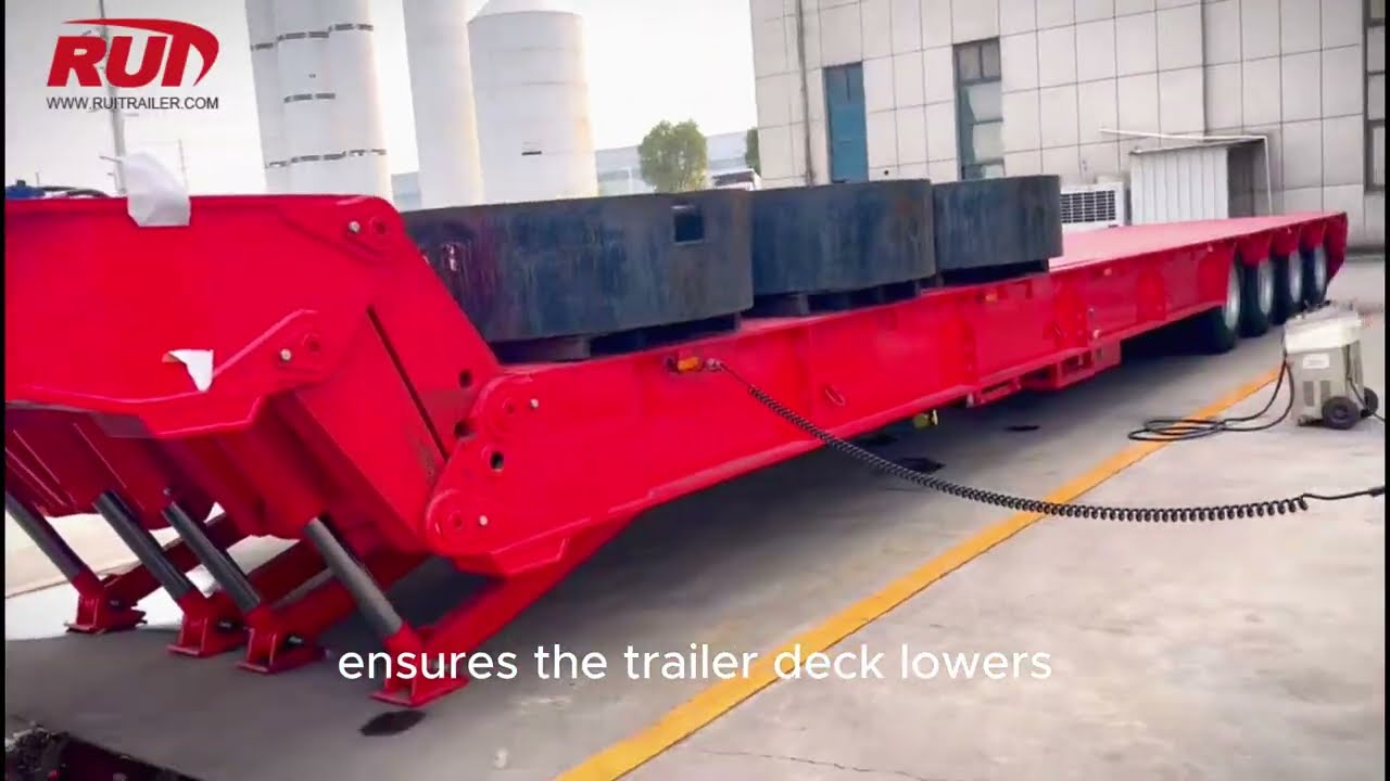 How This Hydraulic Trailer Detaches Without a Truck, folding gooseneck low bed trailer in action