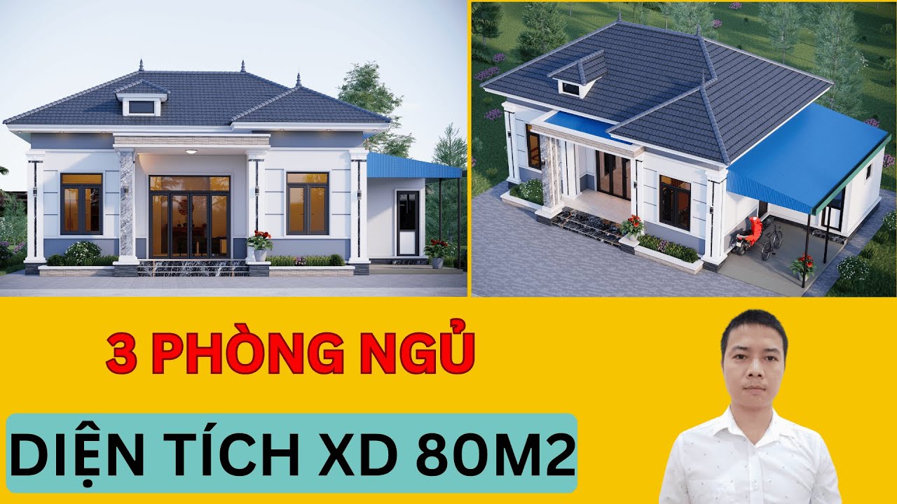 Mẫu 2524 - Nhà Cấp 4 Mái Nhật 3 Gian – Thiết Kế 80m² Gọn Gàng Nhưng Đẹp Bất Ngờ